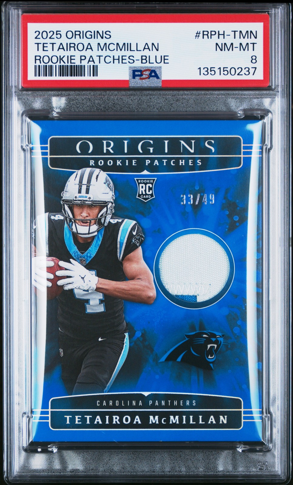 Tetairoa McMillan Panini Origins Rookie Patches #RPHTMN Blue