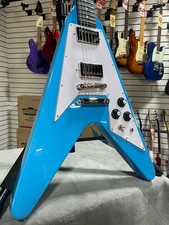 Epiphone Flying V '70s Electric Guitar - Maui Blue w/ Gig bag & PLEK*D #877