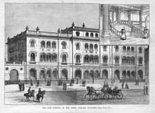 ASTOR LIBRARY BUILDING ANTIQUE ARCHITECTURE HORSES CARRIAGES JOHN JACOB ASTOR