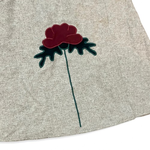 Falda campesina envolvente midi cintura alta tweed lana años 70 de colección floral cintura 28" - Imagen 4 de 6