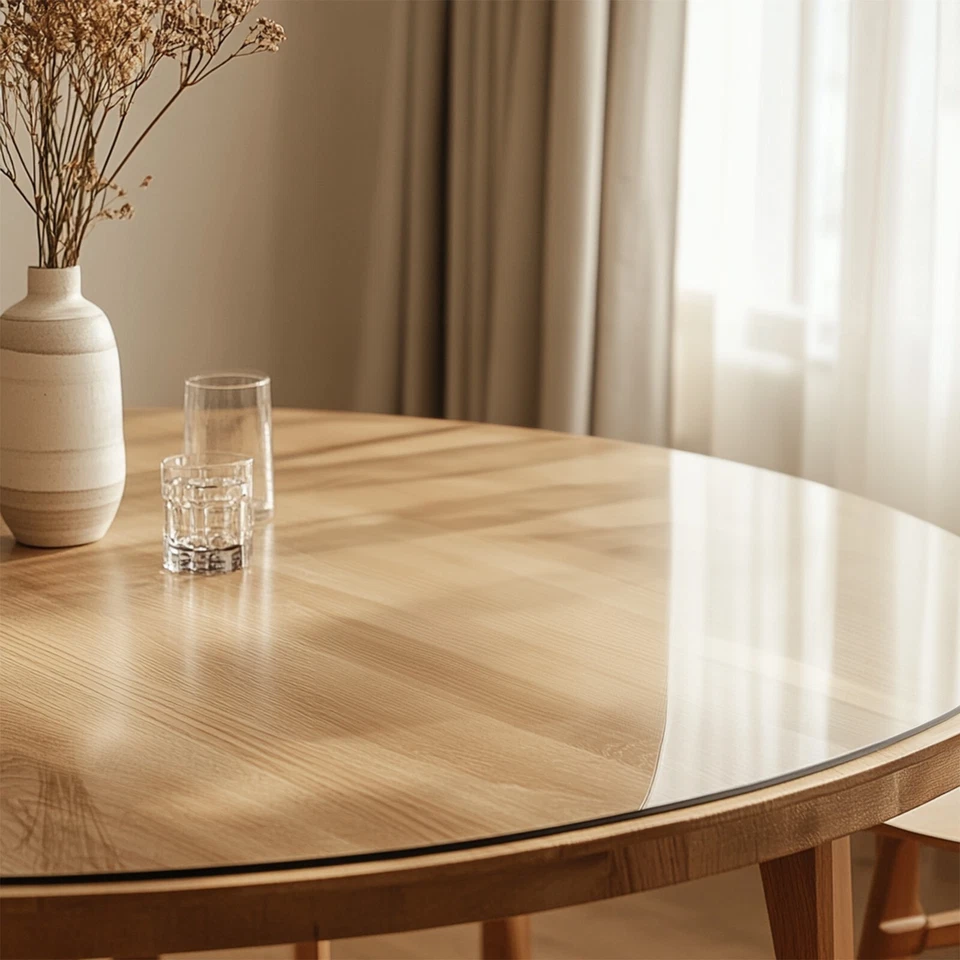 2mm Thick Clear Transparent Vinyl PVC Round Tablecloth Table Protector Cover - Image 2 of 4