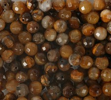 Pack of 25 Round Faceted Tiger Eye Beads for Jewellery Making (TIG001L)