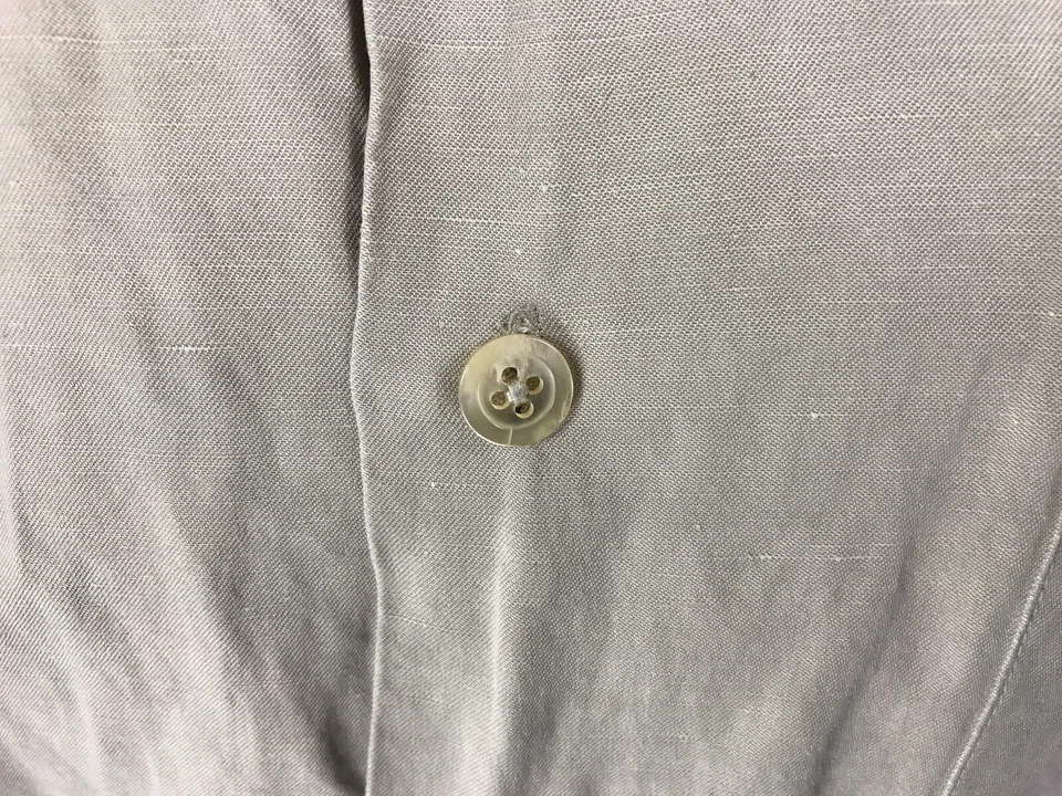 Mens Talbots Medium Hazel Wood S/S Button Down Hawaiian Shirt Linen Silk *Tear - Image 3 of 4