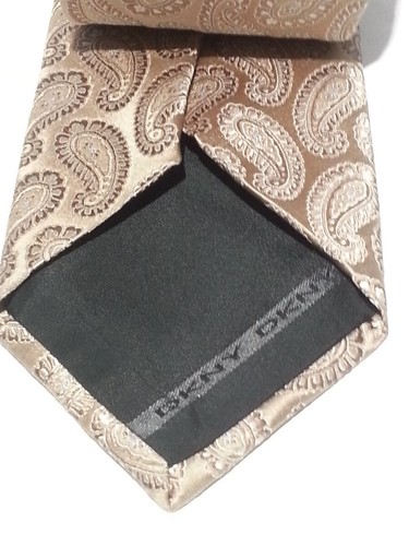 DKNY Men Dress Silk Tie Gold with Paisley Print 60" long 3.5" wide Made in USA - Picture 6 of 9