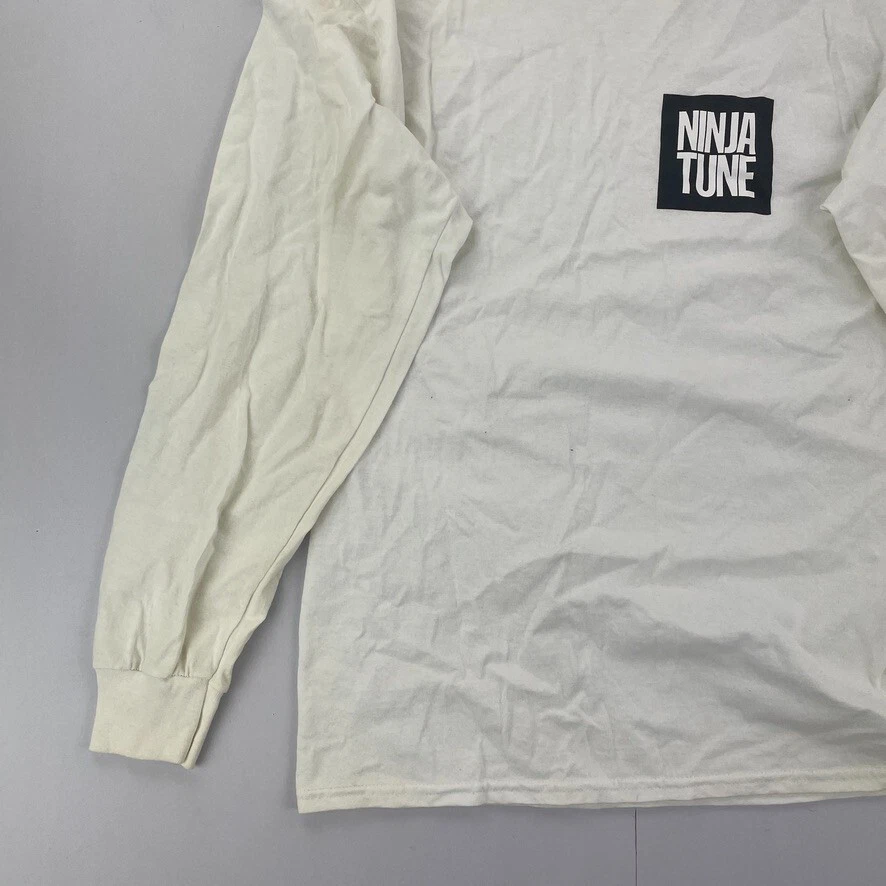 NINJA TUNE T-Shirt Large White Mens Long Sleeve Graphic Print Music Record Label - image 2 of 4