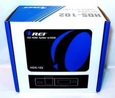 REI HDMI 1x2 SPLITTER HD-102 WITH EDID Splitter and Power Cord New Unused