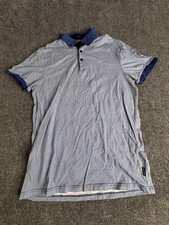 Ted Baker Polo Shirt Mens Sz 3 Blue Multi Color Performance Cotton Short Sleeve