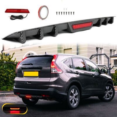 For Honda CR-V CRV Rear Bumper Diffuser Splitter Spoiler Lip w/ LED Brake Light