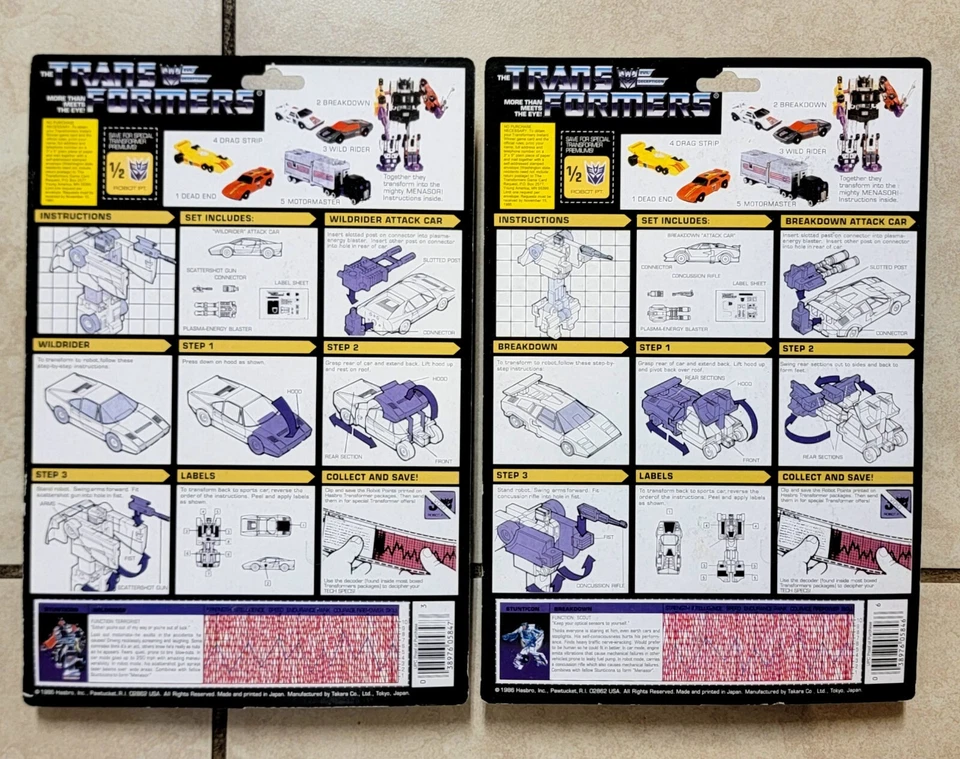 TRANSFORMERS G1 CARDED STUNTICONS US SELLER MOSC RARE SET! MENASOR MOTORMASTER - Image 4 of 4