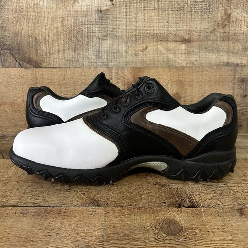 Scarpe da golf Footjoy Contour Series uomo taglia 11 bianco nero marrone pelle 54126 NUOVE - Foto 3 di 15