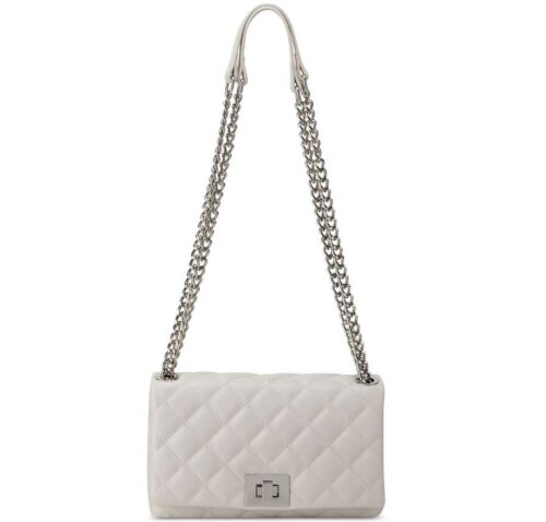 INC mini Ajae quilted faux-leather flap over crossbody shoulder bag BONE -New!