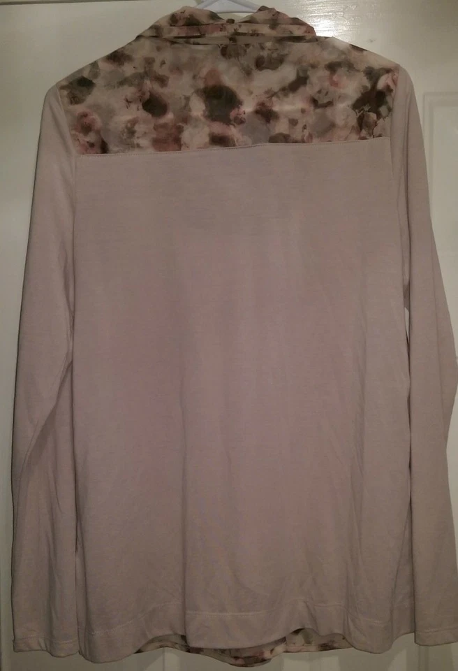 Camisa Top Mujer Simply Vera Wang Talla M Mediana Beige Rosa Marrón Manchado Foto 4 de 4