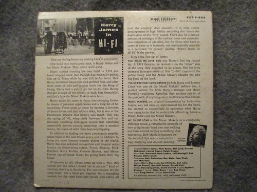 45 RPM 7" Record Harry James In Hi-Fi Part 2 Capitol Records EAP 2-654 Excellent - Picture 4 of 4