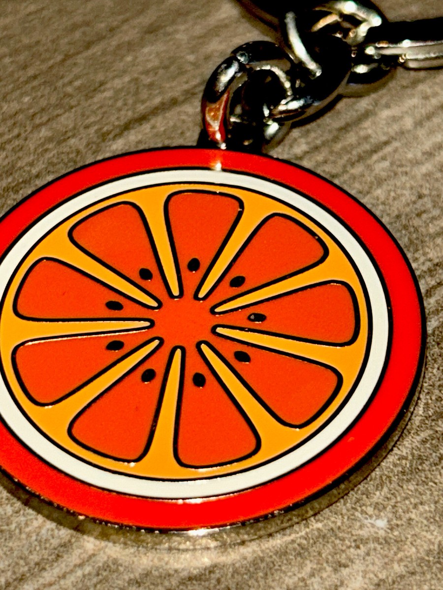Vintage Coach Citrus Fruit Orange Keychain Key Ring Metal