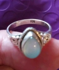 Teardrop Moonstone Ring Size 6 Sterling Silver 925 Shaped Dainty