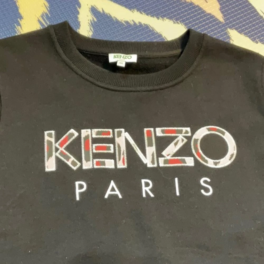 Felpa donna Kenzo Paris ricamata media nera