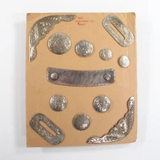 Vintage Handmade Silver Saddle Tack Concho 12 pc Set Western Hammered metal