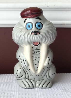 Vintage Funny Ceramic Walrus Figurine Marked A P, 6 1/4  Tall