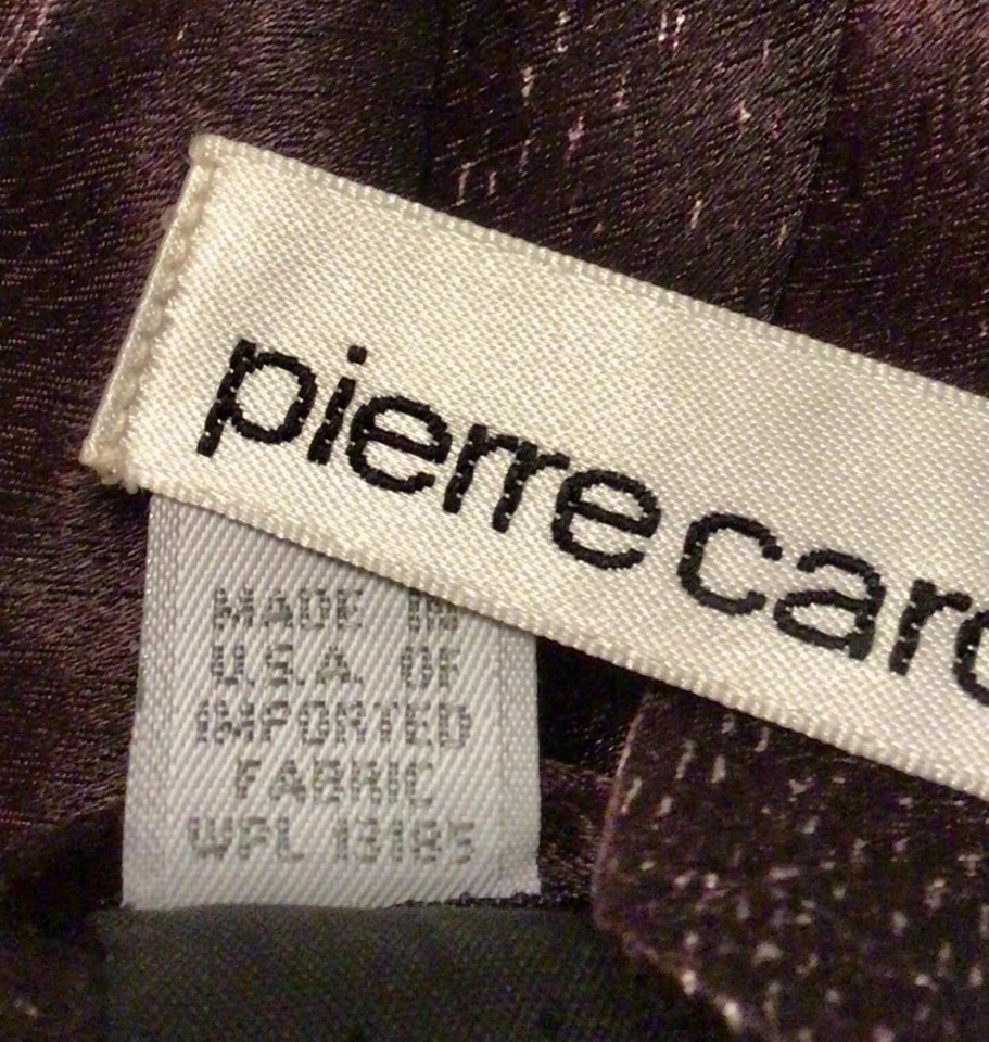 Vintage 70’s Pierre Cardin Tie 4” Maroon & Silver Abstract Design 100% Silk EUC - Image 3 of 4