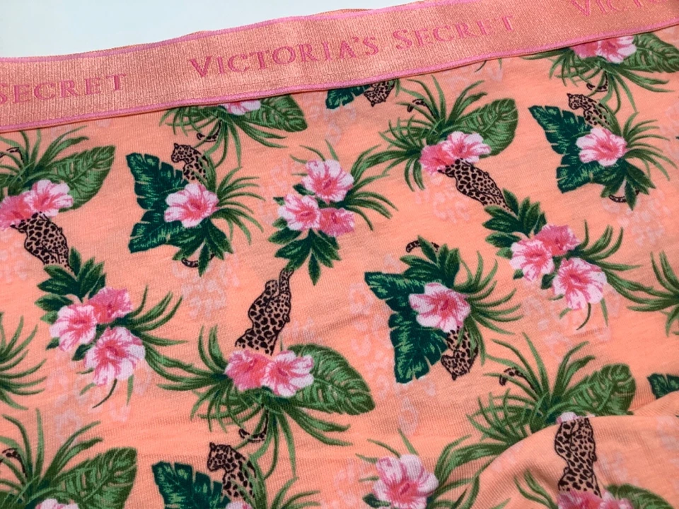 Victoria's Secret Tropical Hibisco Leopardo Niño Pantalones Cortos Coral Melocotón L XL Foto 2 de 4