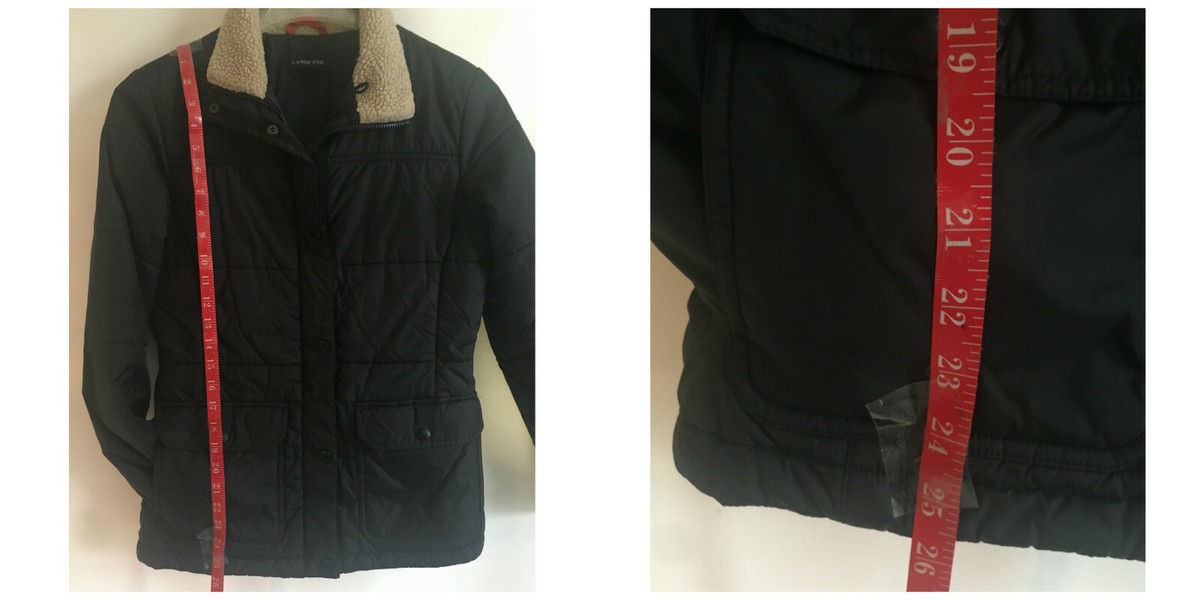 LANDS END Womens Puffer Jacket Coat Black Winter SIZE XS 2-4