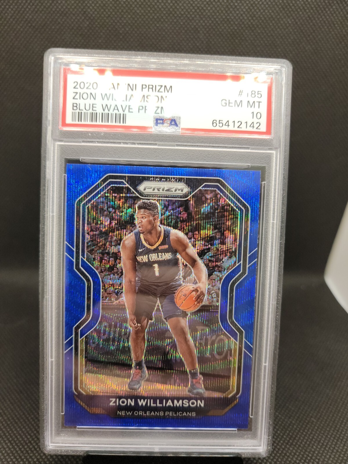 2020-21 Panini Prizm Zion Williamson #185 Blue Wave Parallel PSA 10 MD803