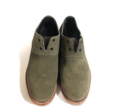 Helm USA Men Olive Green Suede Leather Dress Casual Oxfords 