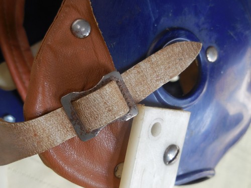 Vintage Kids Football Helmet. Blue Star Helmet. Leather Strap.#B - Picture 7 of 8