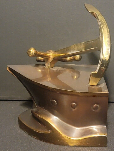 Pair of Vintage PMC Nautical Brass Figural Anchor and Ship Bookends - Picture 13 of 17