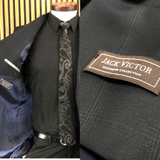 Jack Victor Super 110 Wool 42R Dark Blue PLAID CHECK Blazer Jacket 42 R Slim