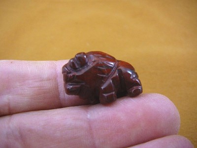 (Y-BUF-503) little 1'' Red BUFFALO BISON gemstone carving FIGURINE baby buffaloes