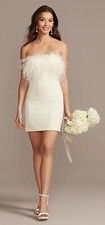 David’s Bridal Bachelorette Feathered Mini Dress Women’s Size Xs