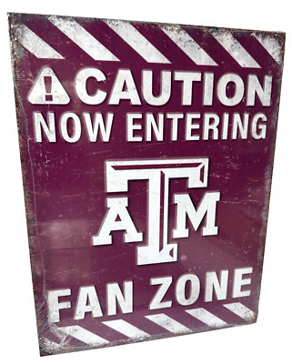 Texas A&M Aggies Fan Zone Tin Sign wall decor 12.5'' x 16'' Made in USA