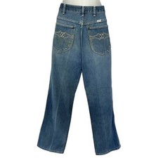 Vintage 70s Maverick High Rise Flare Medium Blue Denim Jeans Pants meas. 28x29