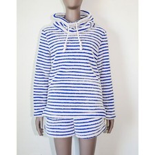 Blue  White Striped Loungewear Matching Set Cozy Soft Two-Piece Set Size Small