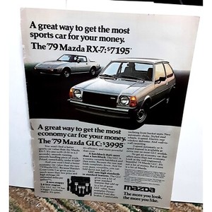 1979 Mazda RX-7 Car and Mazda GLC Original Print ad 70s