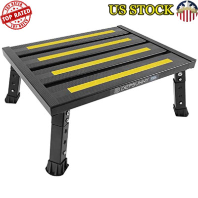 Adjustable Aluminum RV Step Stool 1000 lb Capacity Non-Slip Platform Easy Carry