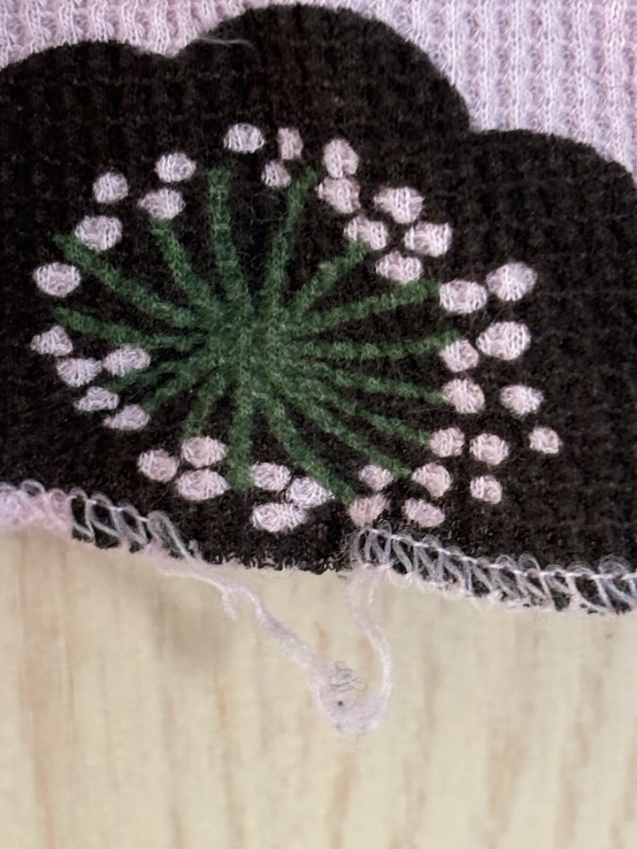 Vintage Y2K Gap Thermal Shirt Womens M Flower Print Waffle Knit Grunge