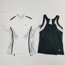 Lot of 2 Pearl Izum Size Medium Women Cycling Jersey Shirt White Black Pockets