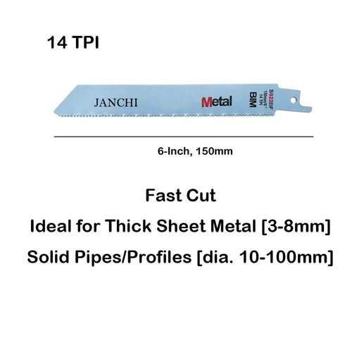 6 Zoll 14TPI Schwerlast Metall Schneiden Säbelsägeblätter Top Material B... - Bild 6 von 7