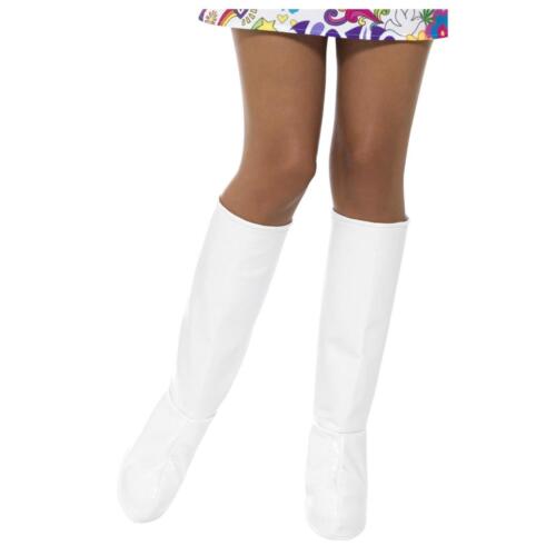Women's White 60's 70's 80's Disco Groovy Hippie Fancy Dress GoGo Boot Covers - Picture 1 of 1
