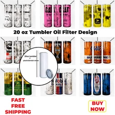 Oil Filter Inspired Dirty 20-30oz Skinny Tumbler-Cat Souvenir-Straw Mechanic Cu