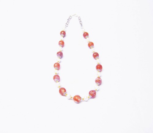 Brown Faceted Round Agate Stone w/White Freshwater Pearl Necklace/Earrings - Picture 3 of 10