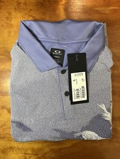 NWT 75 Mens Large Oakley Reduct Lilac Palm Trees Golf Polo Hydrolix