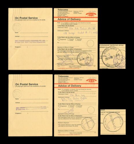 Singapore 2 AD cards, b/s Woodlands & Towner p/m respectively.