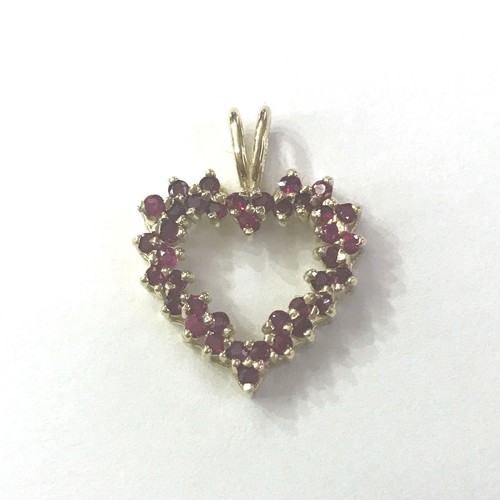 0.5 ctw Natural Real Red Ruby Solid 14k Yellow Gold Drop Heart Pendant 0.87 in - 第 1/3 張圖片
