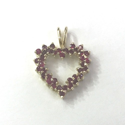 0.5 ctw Natural Real Red Ruby Solid 14k Yellow Gold Drop Heart Pendant 0.87 in - Picture 1 of 3