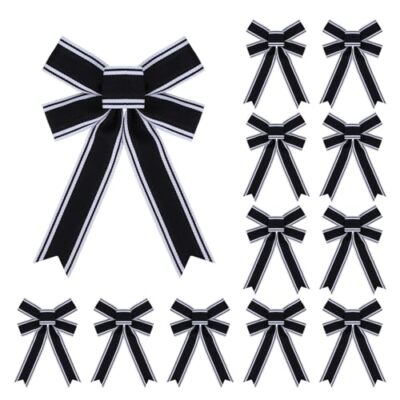 12 Pcs Black and White Stripes Bow Nightmare Before Christmas Blackwhitestripe