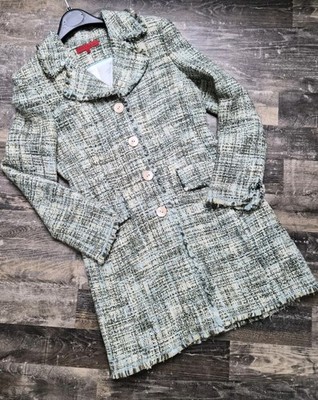 eleganter DONNA by HALLHUBER Kurzmantel Gr. 38 Jacke grün beige Wollmantel