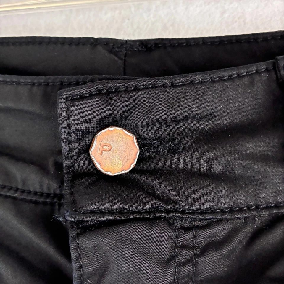 Pantalones de algodón negros de moda de lujo color puro botones de moneda de cobre carrera gótica W 26 Foto 4 de 4